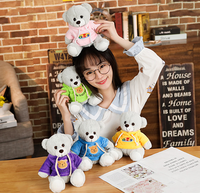 Ours en peluche de 11.8 pouces 22cm avec sweat à capuche avec logo personnalisé Animal en peluche pour poupée ours en peluche confort et amour