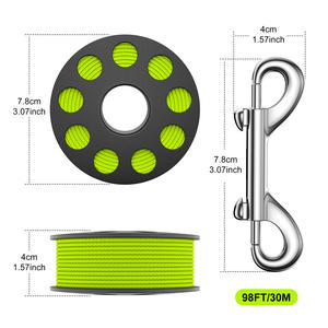 Moulinet de plongée de haute qualité 30m <span class=keywords><strong>roue</strong></span> de ligne de plongée avec crochet à double tête bouée de plongée ligne verte fluorescente - Product Image 2