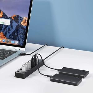 Hub USB 3.0 haute vitesse, <span class=keywords><strong>adaptateur</strong></span> multi-USB, 7 ports, hub d'extension multiple avec interrupteur, câble de 30 cm de long pour PC - Product Image 4