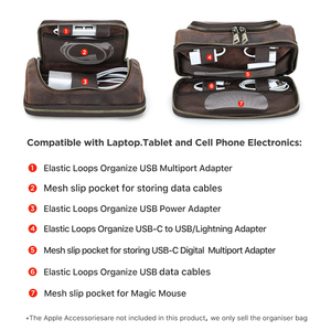 Bolsa Organizadora de Viaje de Cuero Vintage Unisex, con Múltiples Compartimentos con Cierre, para Accesorios Electrónicos, para Viajes, Uso Diario y Regalos - Product Image 4