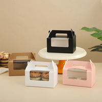 Boîtes à cupcakes pliables recyclables avec fenêtre en PET gaufrée et poignée pour l'emballage alimentaire de boulangerie