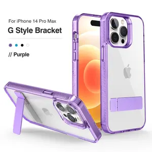 WOWCASE clear phone cases for iPhone 14 pro max shockproof luxury designer hard magnetic phone with aluminum stand holder