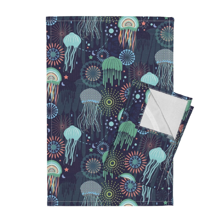 100% органические хлопковые кухонные салфетки с цифровым принтом на заказ, мука, мешок, полотенце, льняные чайные полотенца