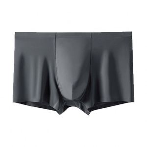 Calzoncillos bóxer de hombre a la moda, de tiro medio, de seda helada fina, de punto, cómodos, sin costuras, con logo, transpirables, para jóvenes - Product Image 1