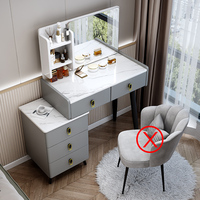 Nouvelle Coiffeuse Intégrée Moderne Minimaliste de Luxe Léger 2026 avec Miroir et Éclairage, pour Chambre à Coucher Compacte