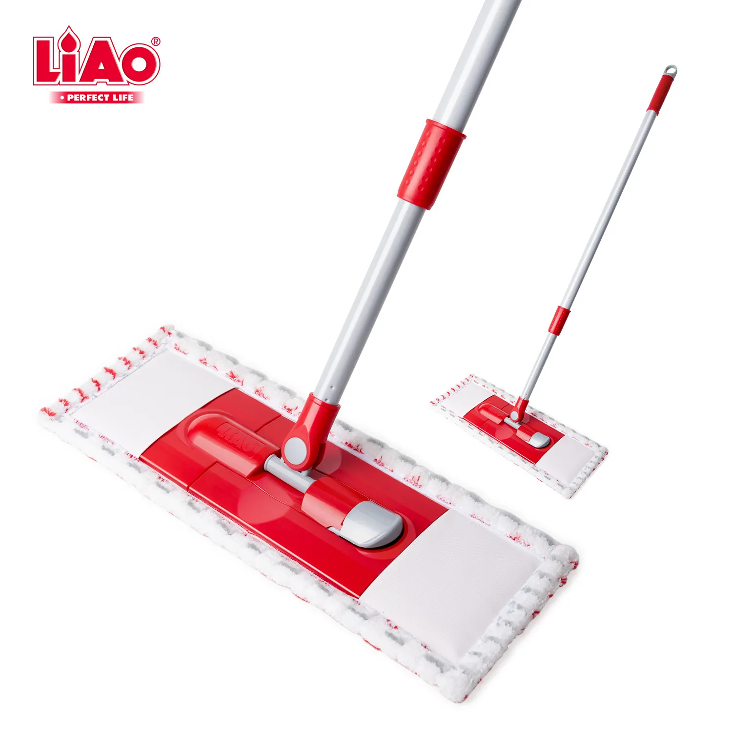 LiAo high quality microfiber flat mop with telescopic metal pole and wide size mop head