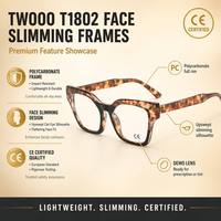 TWOOO T1802 Lunettes personnalisées avec logo, effet amincissant, imprimé léopard, surdimensionnées, color block, anti-lumière bleue, vente en gros