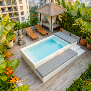 Canapé de piscine en fibre de verre, dimensions personnalisées, résistant aux UV/vent, pour la relaxation en piscine, hôtel, villa, spa - Product Image 6