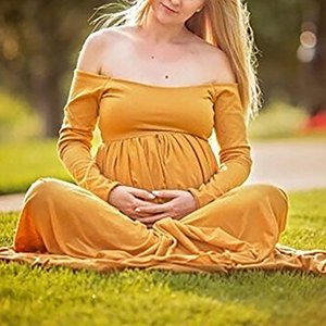 <span class=keywords><strong>Ropa</strong></span> de maternidad europea y americana <span class=keywords><strong>para</strong></span> mujer, vestido Sexy de manga larga con escote y cola ajustada - Product Image 3
