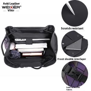 Large Capacity 15 Inch Laptop BackBags for Men New Waterproof Panelled PU Polyester Business Travel <b>Bag</b> - Product Image 4