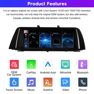 Autoradio Écran Tactile Sans Fil 8,8 Pouces Carplay pour <span class=keywords><strong>BMW</strong></span> <span class=keywords><strong>X3</strong></span> X4 <span class=keywords><strong>F25</strong></span> F26 CIC NBT GPS <span class=keywords><strong>Android</strong></span> Auto Système Linux - Product Image 4
