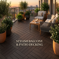 Dalles de terrasse en WPC composite 300x300mm, carrées, modernes, antidérapantes, imperméables, à emboîtement, effet bois, pour véranda et patio extérieur