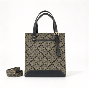 Sac fourre-tout vintage imprimé losanges en similicuir avec bandoulière large amovible pour femme - Product Image 4