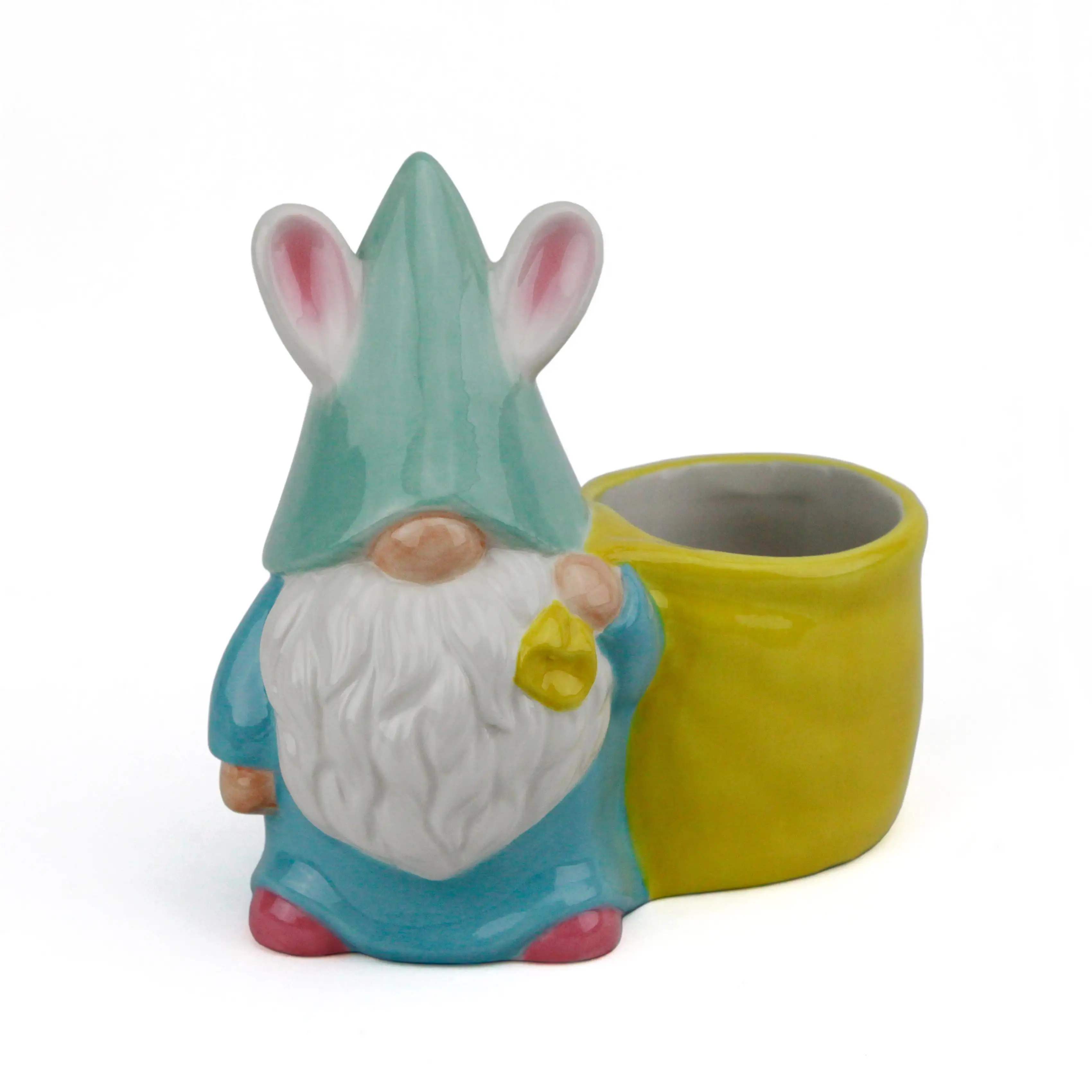 Ceramic Easter Gnome Holding Basket for Spring Home Decoration