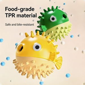 Giocattolo per Cani a Forma di Pesce Puffer in Materiale TPR Resistente ai Morsi, Pulisci-Denti, Palla Sonora Anti-Noia, Accessori per Animali Domestici - Product Image 1