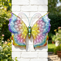 Nouveauté : Art mural en métal fait main, papillon fantaisiste, pour patio, clôture, art extérieur