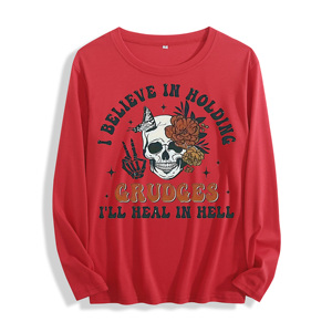 เสื้อยืดแขนยาวมีหลายสีผ้านุ่ม "ฉันเชื่อในการถือลายกะโหลกกราฟิก" - Product Image 3