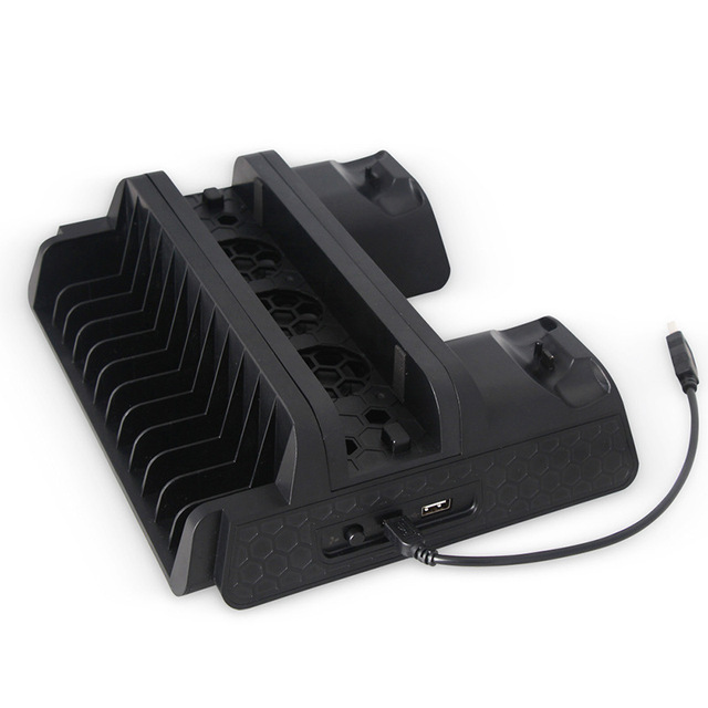 With 3 USB Hub Heat Dissipation Game Disc Shelf Vertical Charging Stand  Dual Charger for PS4 Console