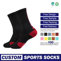 Chaussettes de sport respirantes en maille de marque Elite personnalisées, de bonne qualité, en tissu éponge blanc, pour le cyclisme et le basketball, avec logo en bas du revers