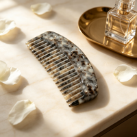 Peigne démêlant sans manche en acétate à dents larges, motif marbré, antistatique, personnalisable avec logo, pour femme, voyage et maison