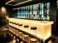 Comptoir de bar personnalisé de grande taille et de forme allongée pour discothèque, cocktail, vin, pub, hôtel, salon