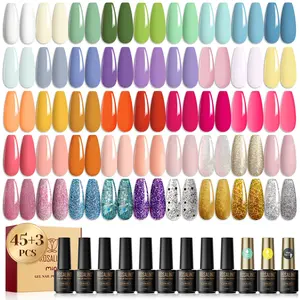 Rosalind UV Gel Polish nhà sản xuất giá thấp biểu tượng tùy chỉnh 48 cái ánh sáng màu sơn móng tay Gel với Top Coat và cơ sở Coat toàn bộ