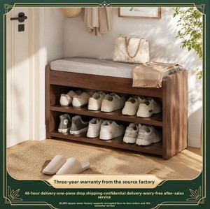 <span class=keywords><strong>Banc</strong></span> à <span class=keywords><strong>chaussures</strong></span> moderne minimaliste en bois massif avec siège intégré, design extra-étroit, <span class=keywords><strong>rangement</strong></span> multifonctionnel - Product Image 2