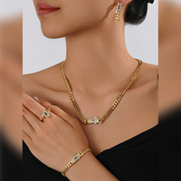 MEIZI Vente en Gros, Ensemble de Bijoux Marocain Plaqué Or 18 Carats, Parure de Bijoux de Mode avec Zircons pour Mariage et Mariée