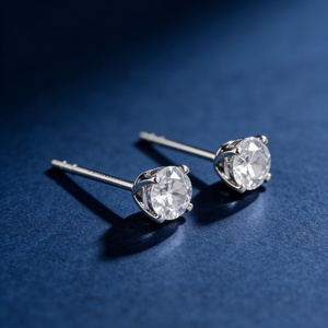 Gegia प्रमाणित 0.5-3 कैरेट लैब में उगाई हुई हीरे की बालियां 4 प्रांग हीरे के अंदर ठोस सोने की जलियां - Product Image 3