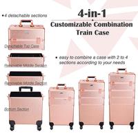 Valise à roulettes portable pour maquillage 2023, boîte à cosmétiques, organisateur, valise de voyage, cadre en aluminium, valises à cosmétiques verrouillables