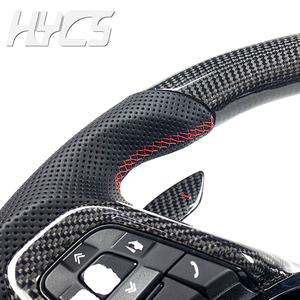 Volante Personalizado de Fibra de Carbono y Cuero para Mejorar el Interior del Automóvil, Compatible con <span class=keywords><strong>Jaguar</strong></span> XE XF XJ XJL Fp F-pace - Product Image 4