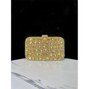 Borse Clutch in Cristallo per Matrimoni e Feste, Borsetta a Secchiello in Metallo con Strass, Elegante Borsa a Gabbia in Lega con Perle per Donne - Product Image 1