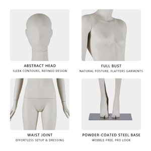 Maniquí femenino de cuerpo completo de fibra de vidrio blanco Premium para escaparate en boutiques de ropa y tiendas de bodas - Product Image 4