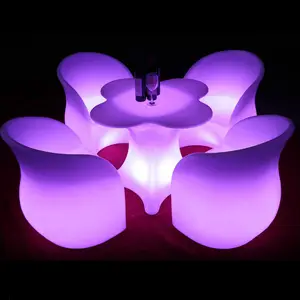 High quality wholesale fashion plastic Outdoor Illuminated LED Furniture bar set