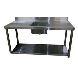 مخصص 1500 مللي متر 304 الفولاذ المقاوم للصدأ أحواض مطبخ w/ Drainboard/العمل الجدول مع بالوعة/طاولة عمل