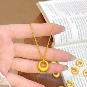 Collar de moda de oro aluvial de Vietnam, joyería básica, collar con colgante redondo de fundición exquisita Vintage - Product Image 2