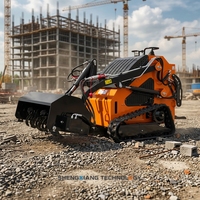 Mini-chargeuse sur chenilles diesel, capacité nominale 300 kg, max 400 kg, hauteur de levage 1680 mm, largeur de godet 1050 mm, godet de 0,1 m³