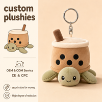 Porte-clés en peluche tortue Artisan Bubble Tea, breloque créative tortue alimentaire