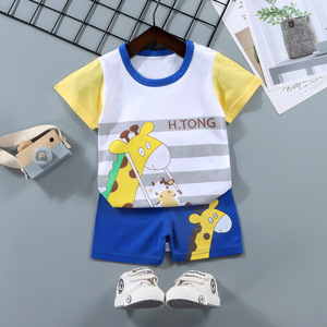 Ensembles de vêtements pour enfants en coton, imprimé dessin animé, tenue d'été, 2 pièces, manches courtes, vêtements décontractés pour enfants, garçons et filles - Product Image 6