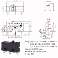 Micro-interrupteur à bouton-poussoir - Micro-interrupteurs à 3 bornes pour machine de jeu d'arcade - Accessoire/pièces de machine de jeu d'arcade