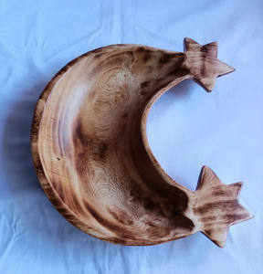 Meilleur choix double étoile croissant de lune en forme de bols de pâte sculptés à la main support en bois pour bougeoir woden lune bougeoir - Product Image 4