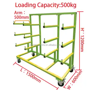 Wholesale 4 Layers Loading 500 Kg Aluminum Profile Transport Cart Cantilever Material Cart Door And Window Moving Dolly