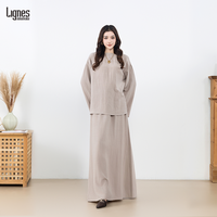 Ensemble Sur Mesure Femme Musulmane Haut et Pantalon 2 Pièces en Crêpe Longueur Maximale Hauts et Kits Robe Modestes pour Femme