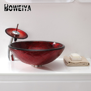 Más Popular redondo rojo moderno barato precio lavabo encimera Pedestal vanidad <span class=keywords><strong>de</strong></span> lavado <span class=keywords><strong>de</strong></span> lavabo y baño cuenca - Product Image 3