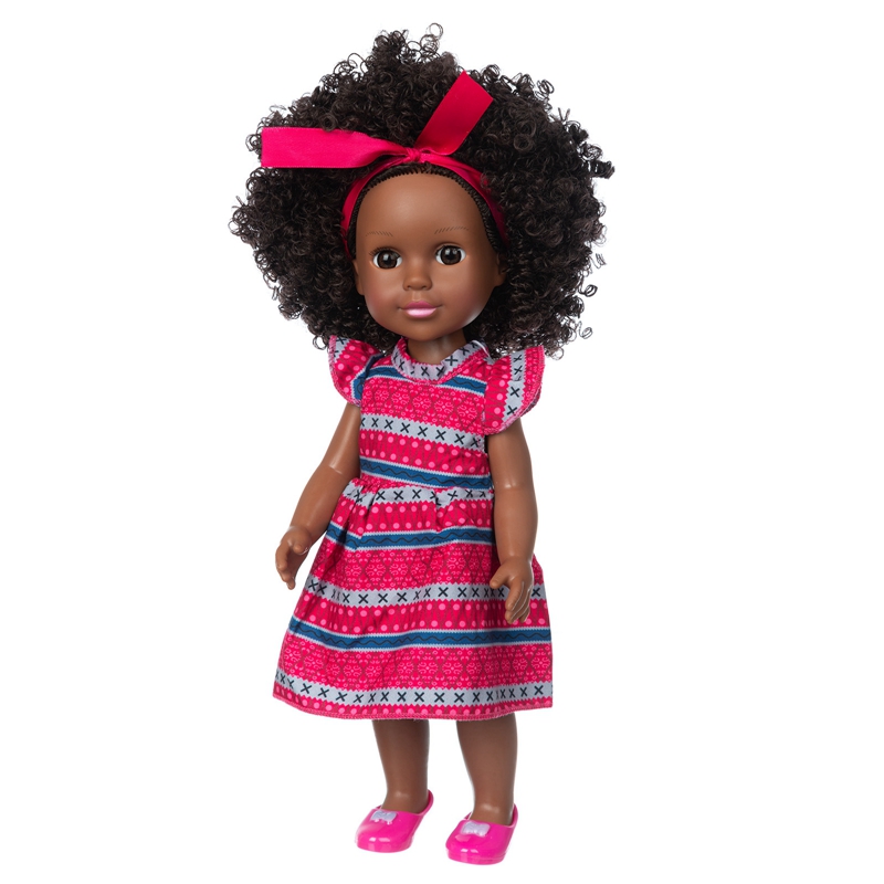 14 дюймов черные куклы Популярные Игрушки для маленьких детей Винил реалистичный составной черная кукла в африканском стиле кружевная ткань с взрыв волос