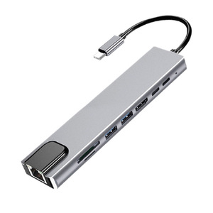 Type C <b>Hub</b> 8 In 1 Aluminum Alloy With Hdmi 2.0 <b>Usb</b> 3.0 Sd Card Reader For Laptop Computer - Product Image 3
