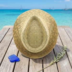 Sombrero de Paja Panamá de Vietnam en Oferta, Ala Ancha, Parches Bordados Personalizados con Cuerda, Sombrero de Playa Unisex - Product Image 1