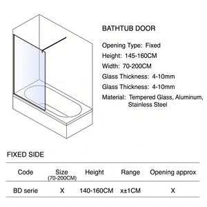Paroi de douche en verre trempé de sécurité 6 mm, protection anti-éclaboussures, porte de <span class=keywords><strong>baignoire</strong></span> - Product Image 4