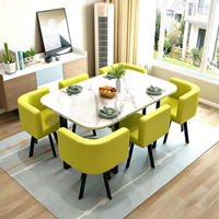 Ensemble de table à manger rectangulaire minimaliste moderne, table et chaises de luxe léger pour réception, négociation et salle de réunion