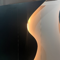 Backdrop Pernikahan Akrilik PVC Custom, Dinding Latar Belakang 3D Putih Hitam Modern untuk Dekorasi Panggung Acara Pesta, Mudah Dipasang